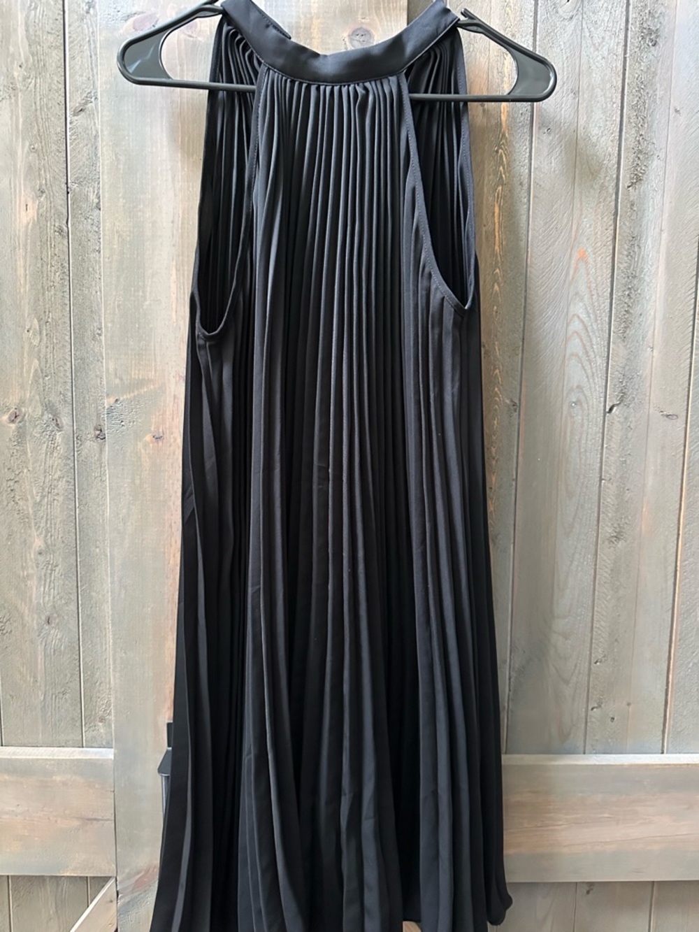 Black Pleated Halter Swing Dress - Women XL - Picture 3 of 4